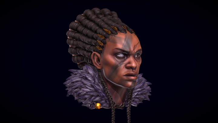 Barbarian Queen - Realtime Head 3D Model