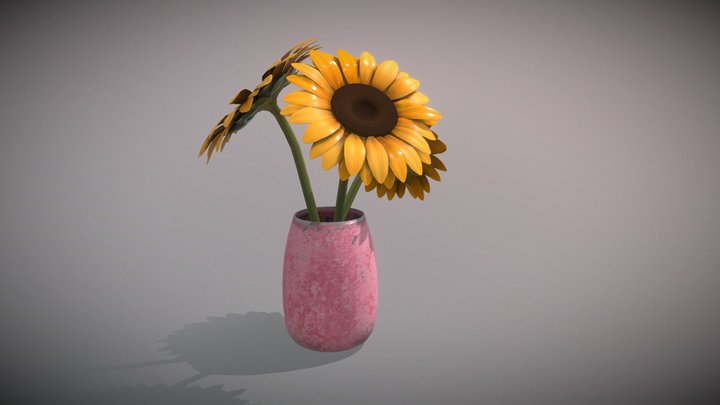 Sunflowers in vase 3D Model
