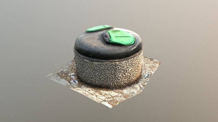 Circular Trash Bin 3D Model