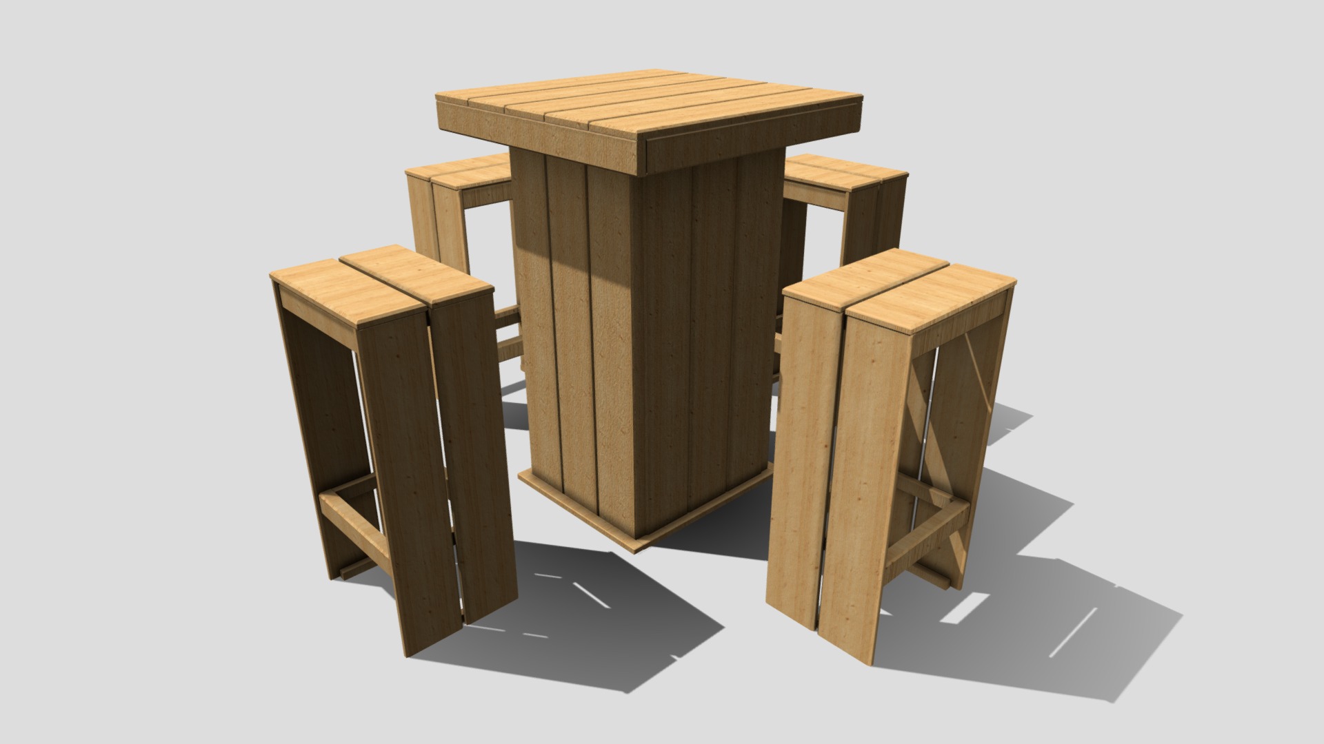 3D model Garden table Set 1 - This is a 3D model of the Garden table Set 1. The 3D model is about a wooden table with a chair.