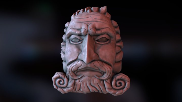 Stone Head Sculpt 3D Model