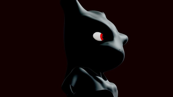 Mewtwo Black Bust 3D Model