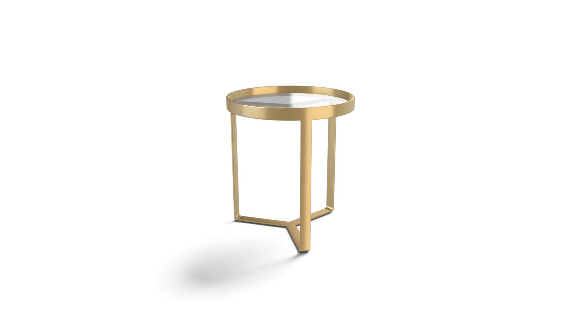 Aula Side Table, Brushed Brass and Glass