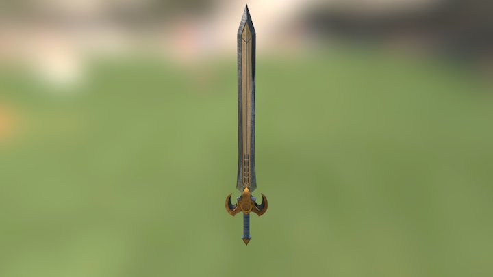 Sword with Japanese engravings 3D Model