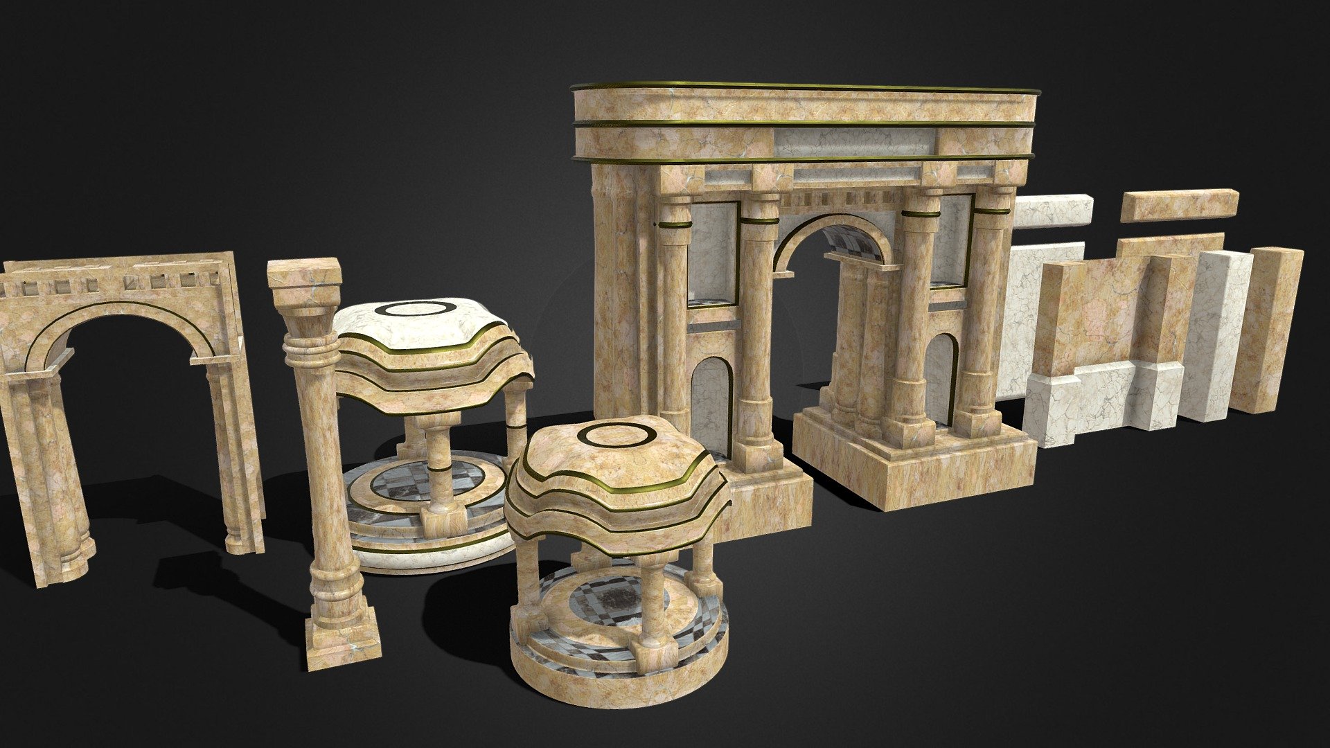Ornate Architecture Kit [13 components] - Buy Royalty Free 3D model by ...