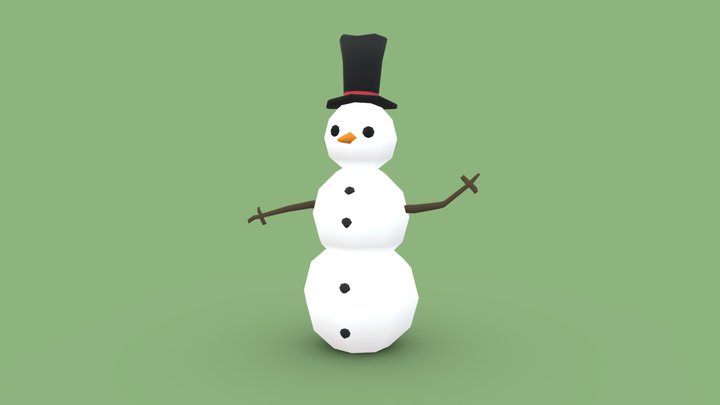Lowpoly Snowman 3D Model
