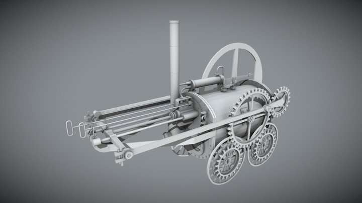 1804 Steam Locomotive 3D Model