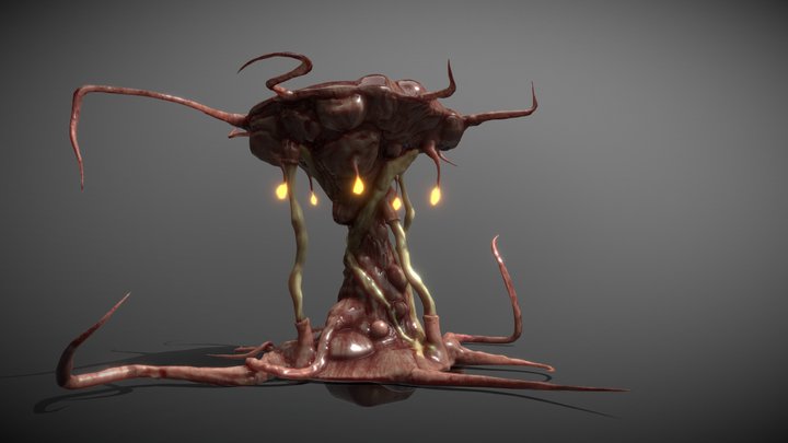 Alien Meat Growth pillar 3D Model