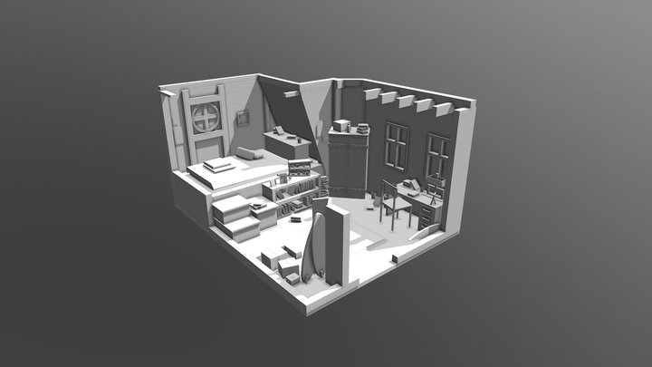 Teenage Bedroom 1990's 3D Model