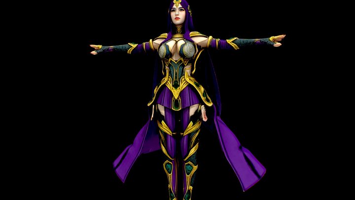 Game famale t-pose stylized fantasy