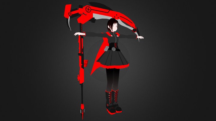 Ruby Rose and crescent rose from rwby 3D Model