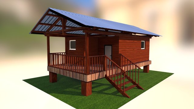 Maison en bois 3D Model