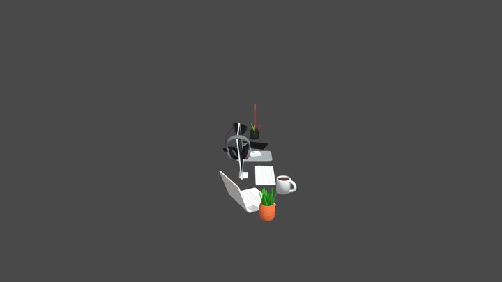 Low Poly Office Desk Set | 12 Models | Game Read