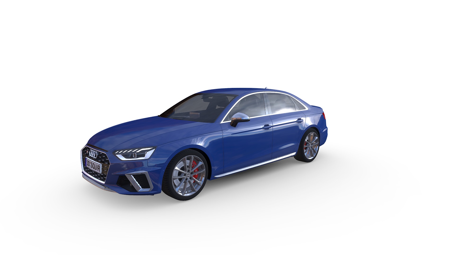 3D model Audi S4 Sedan 2020 - This is a 3D model of the Audi S4 Sedan 2020. The 3D model is about a blue car with a white background.