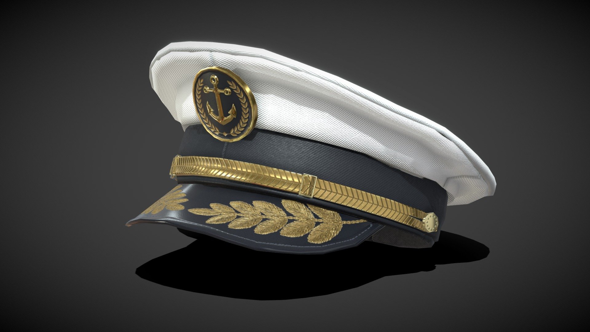 Navy Captain Hat - low poly - Buy Royalty Free 3D model by