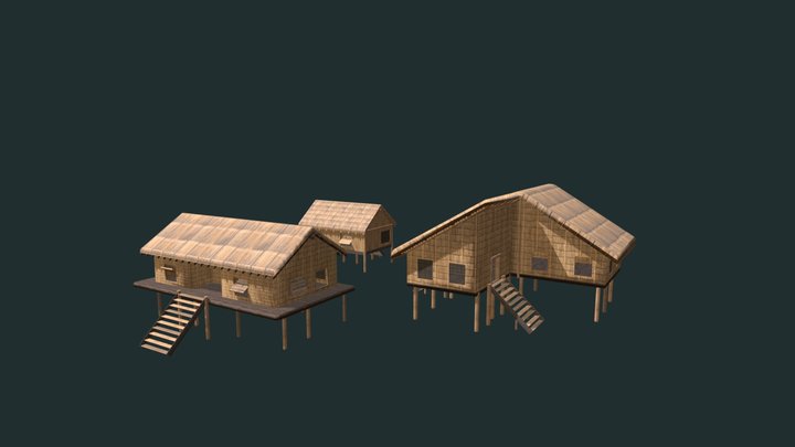 Marshall Islands Huts 3D Model