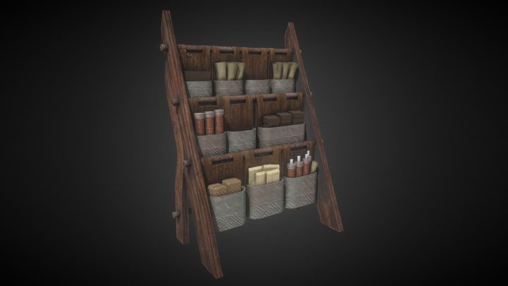 Medieval Prop Shelves Market Small 3D Model