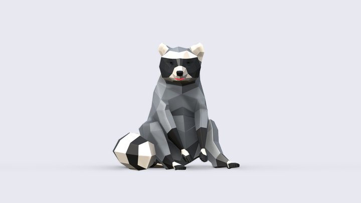 Low Poly Raccoon 3D Model