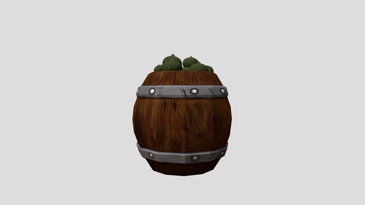 Handpainted pumpkin vegetable barrel 3D Model