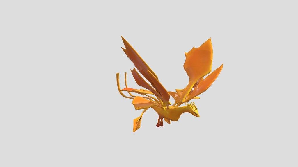 A glowing phoenix-like bird