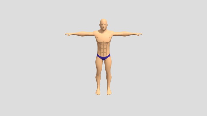 Calvo con bañador 3D Model