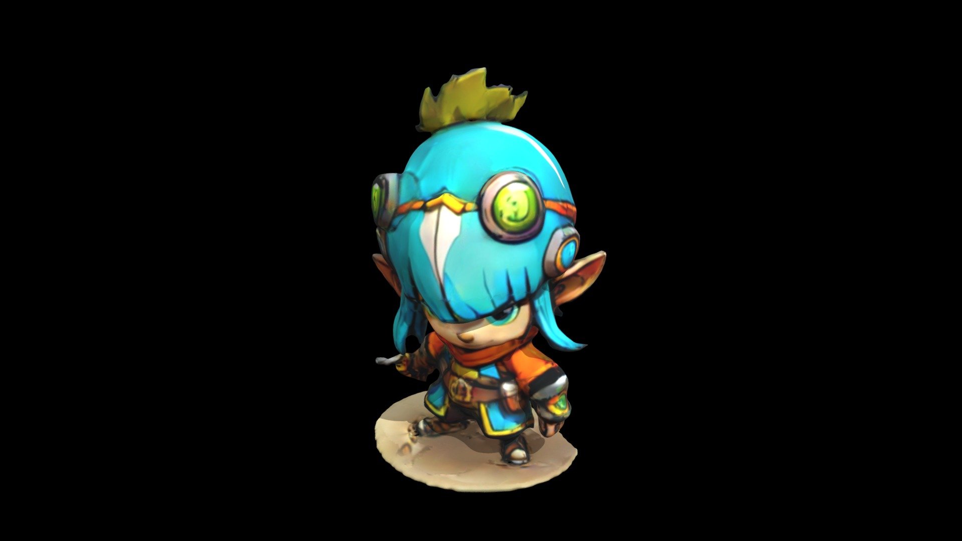 a cartoon character with blue hair and a leaf - Download Free 3D model ...