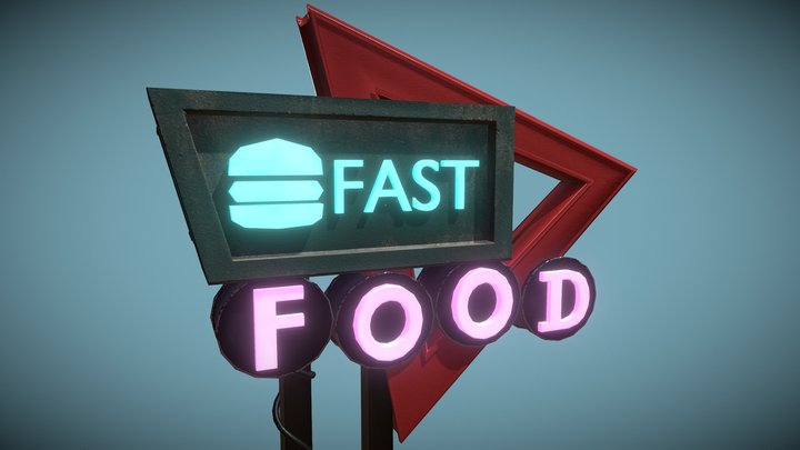 Fast Food Poster 3D Model