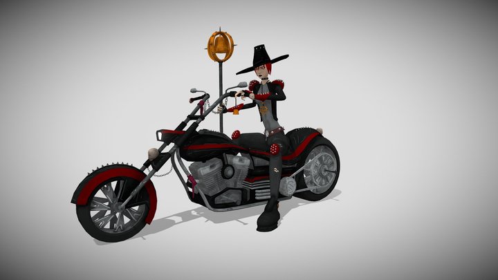 Belladonna on her Bike 3D Model