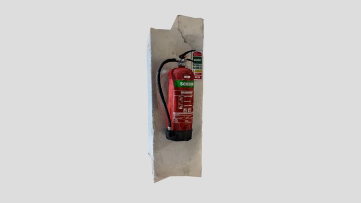 Fire extinguisher on a wall 3D Model