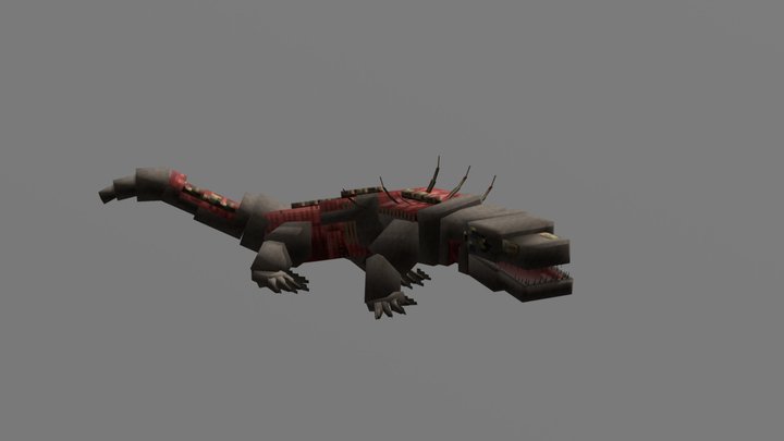 SCP-682 (Low-Poly/Minecraft Style) 3D Model