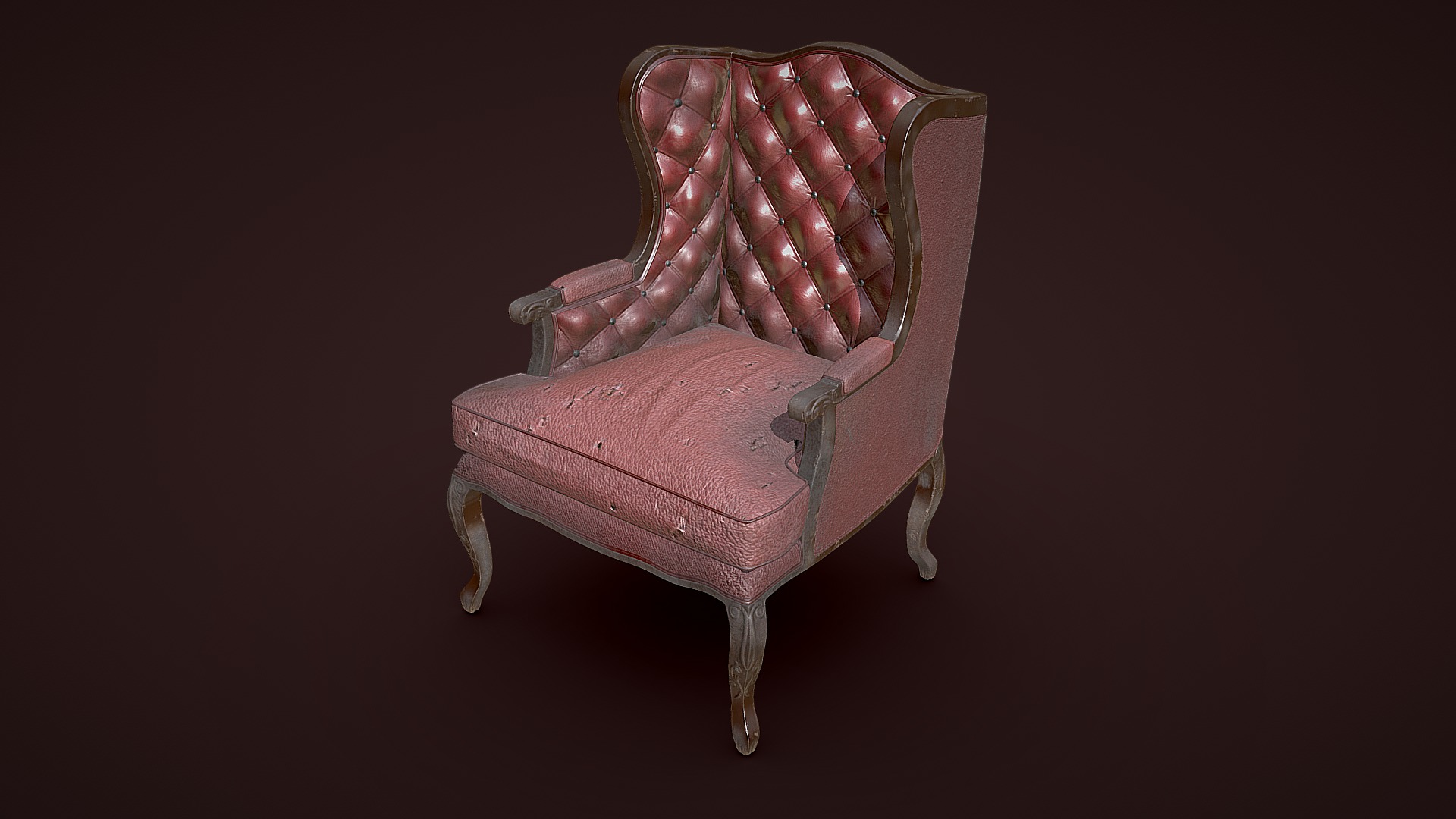3D model Old Chair - This is a 3D model of the Old Chair. The 3D model is about a chair with a cushion.