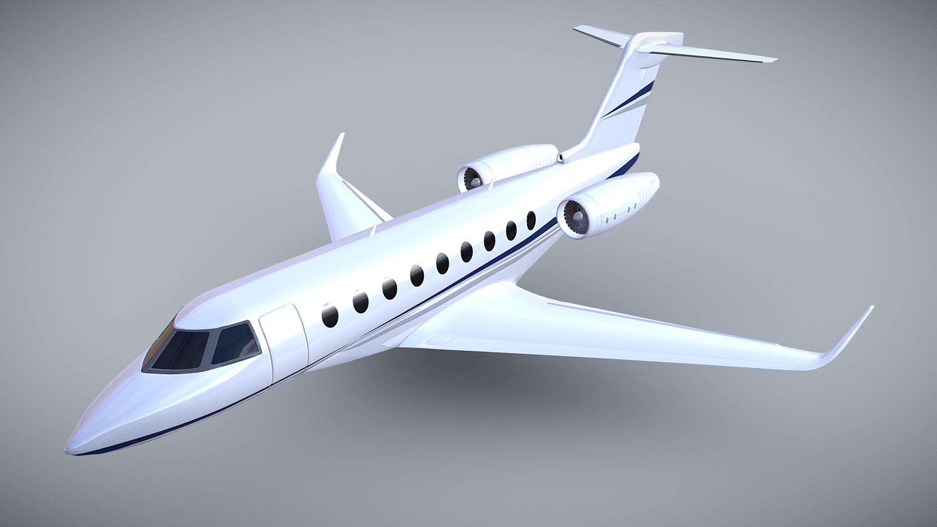 3D model Gulfstream G280 private jet - This is a 3D model of the Gulfstream G280 private jet. The 3D model is about a white and blue airplane.