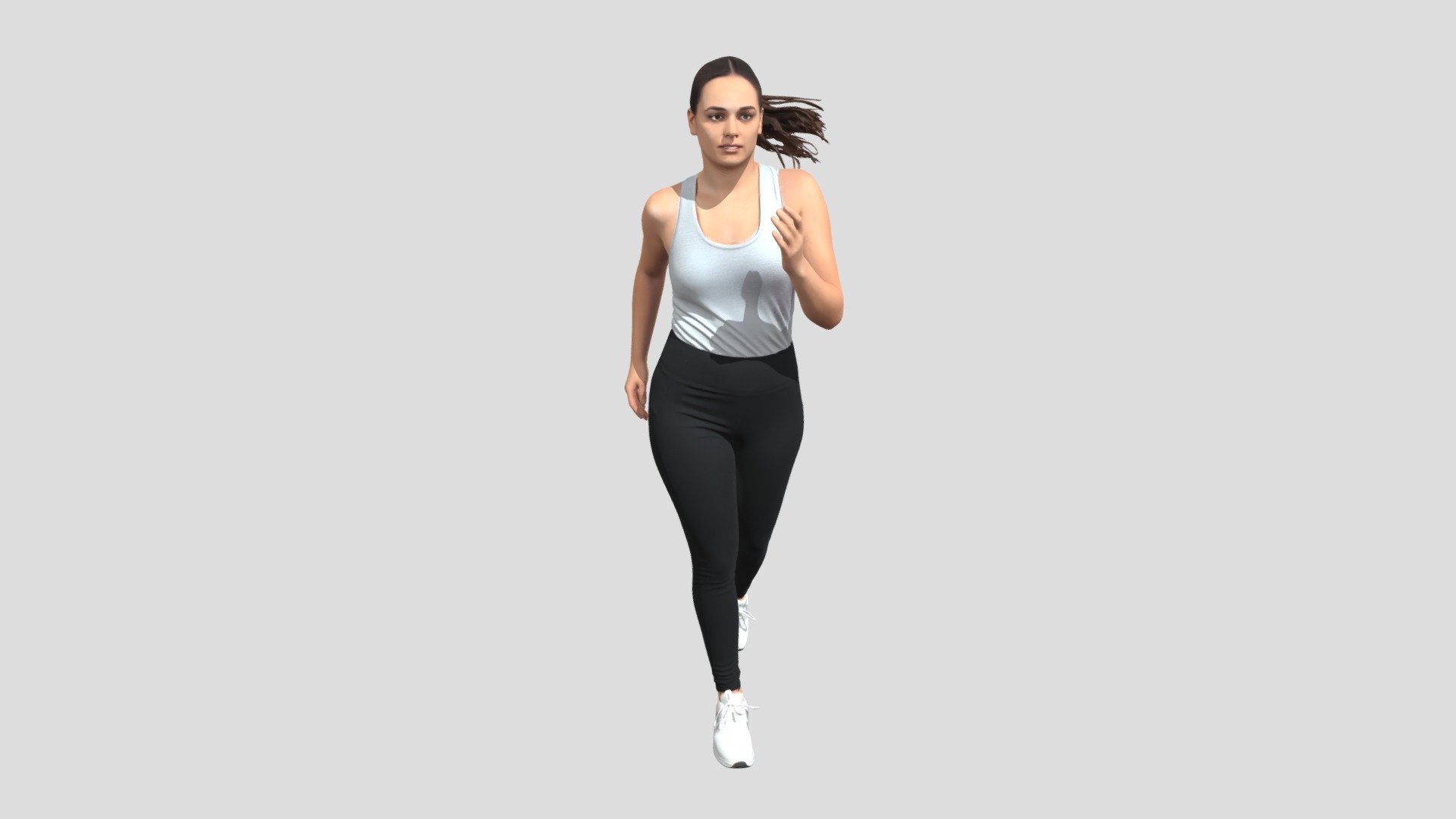 Running Woman in Grey Tank and Black Leggings - Download Free 3D model ...
