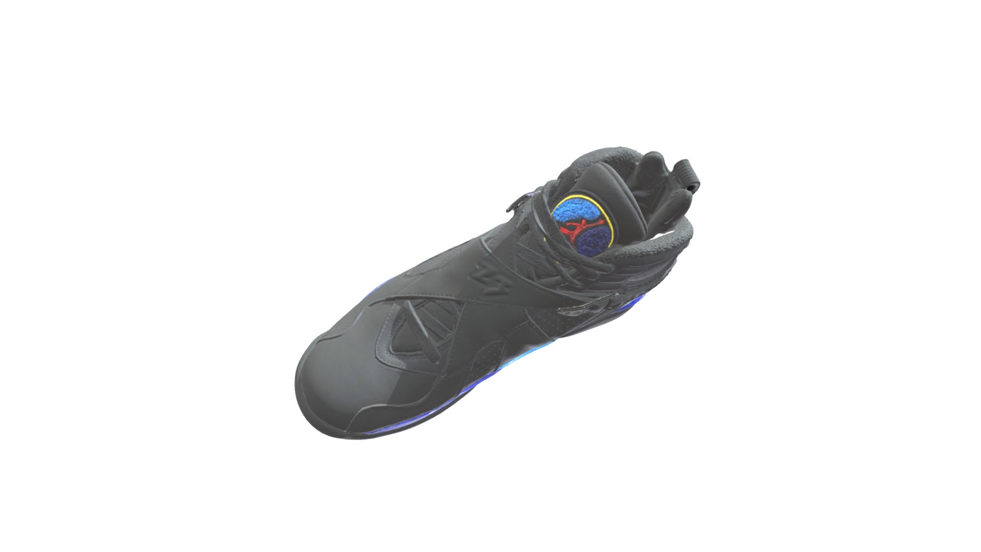 3D model Jordan 04 - This is a 3D model of the Jordan 04. The 3D model is about a black and blue shoe.