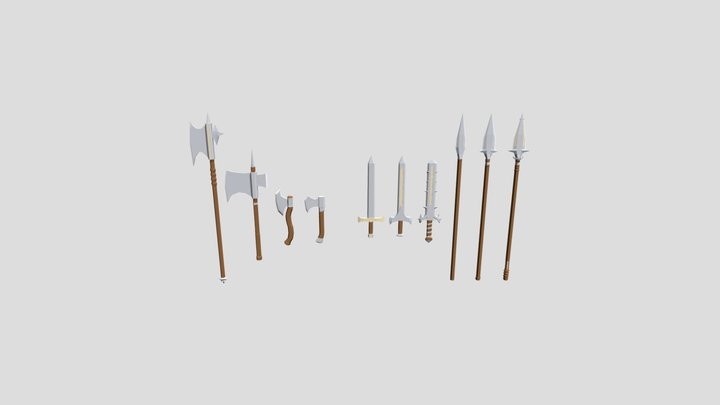 Lowpoly Medieval weapons pack 3D Model