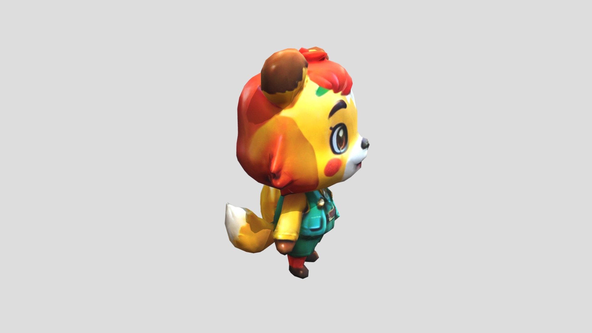 A cute animal crossing character with red and ye - Download Free 3D