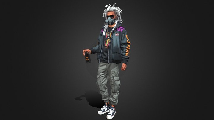cyberpunk graffiti artist, – Modello 3D gratuito STL