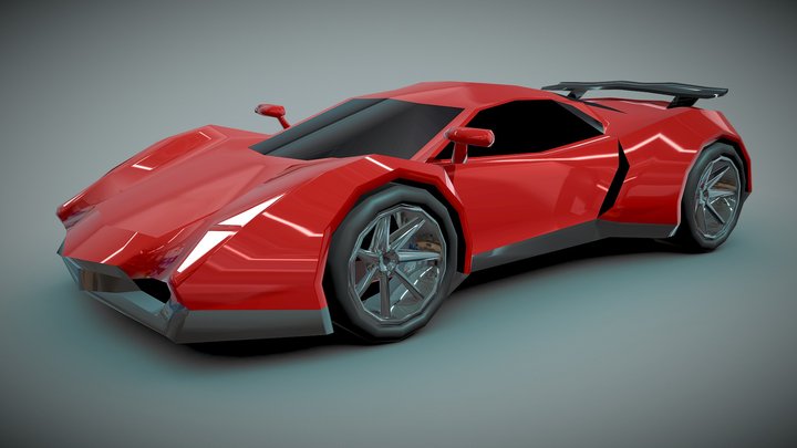 Lowpoly sportscar for games 3D Model