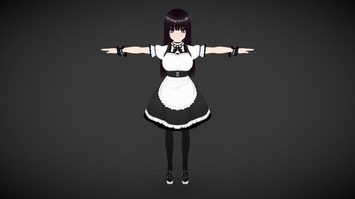 Anime Maid Character Model - VR Chat 3D Model