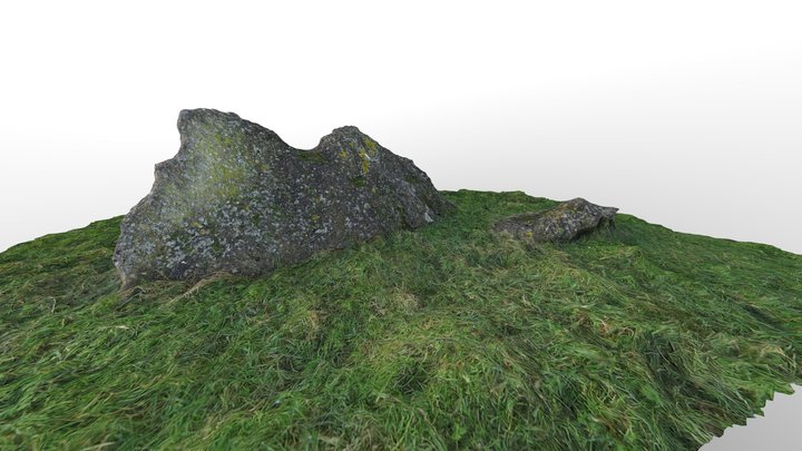 Rock/concrete formation surrounded by grass 3D Model