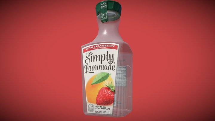 Simply Lemonade Bottle | Game Ready 3D Model