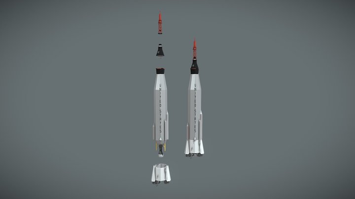 Low Poly Mercury Atlas LV-3B 3D Model