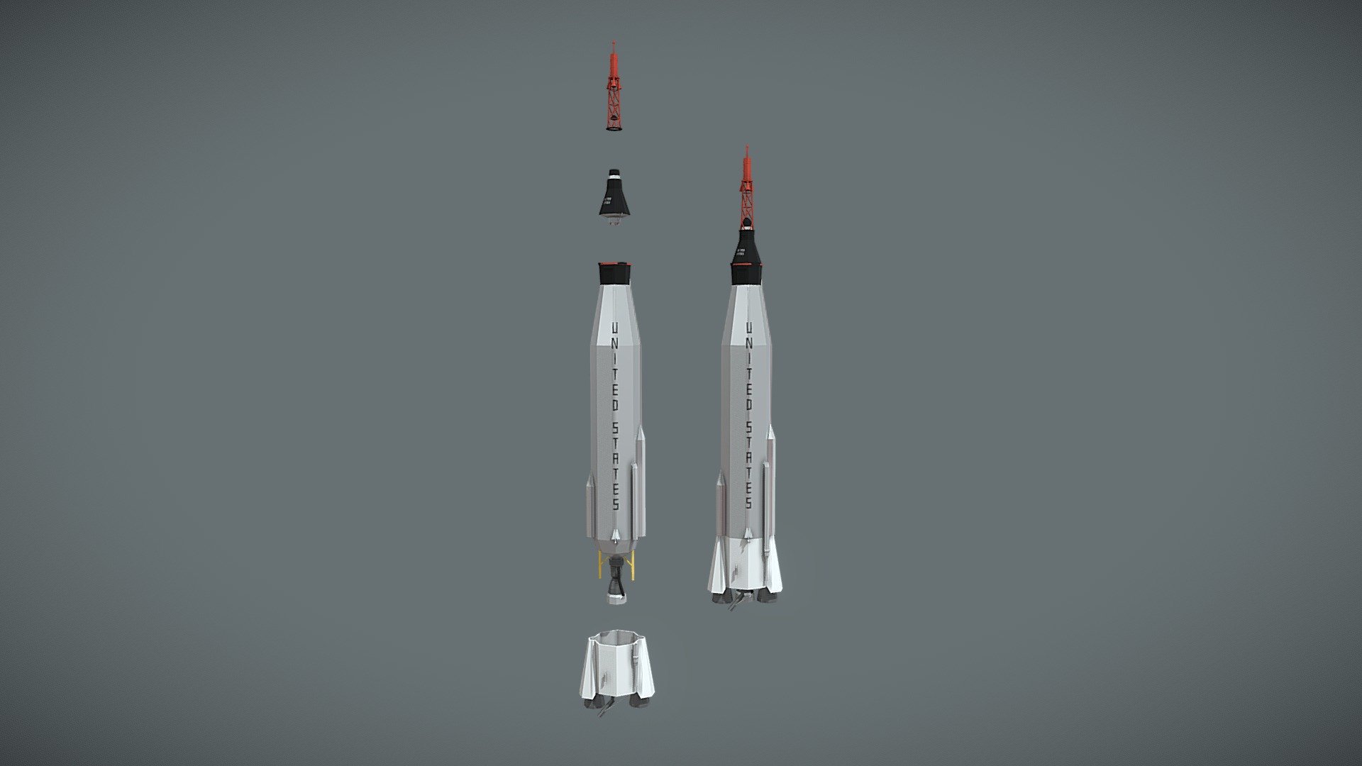 Low Poly Mercury Atlas LV-3B - 3D Model By LowPolyVerse ...