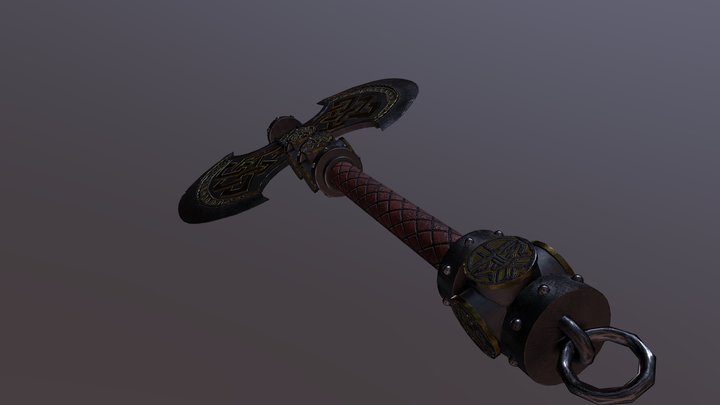 Dwarven Axe (Re UV'd and Textured) 3D Model