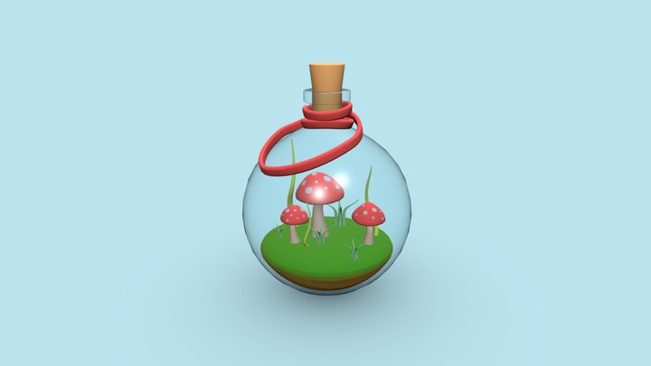 Bottle with mushrooms 3D Model