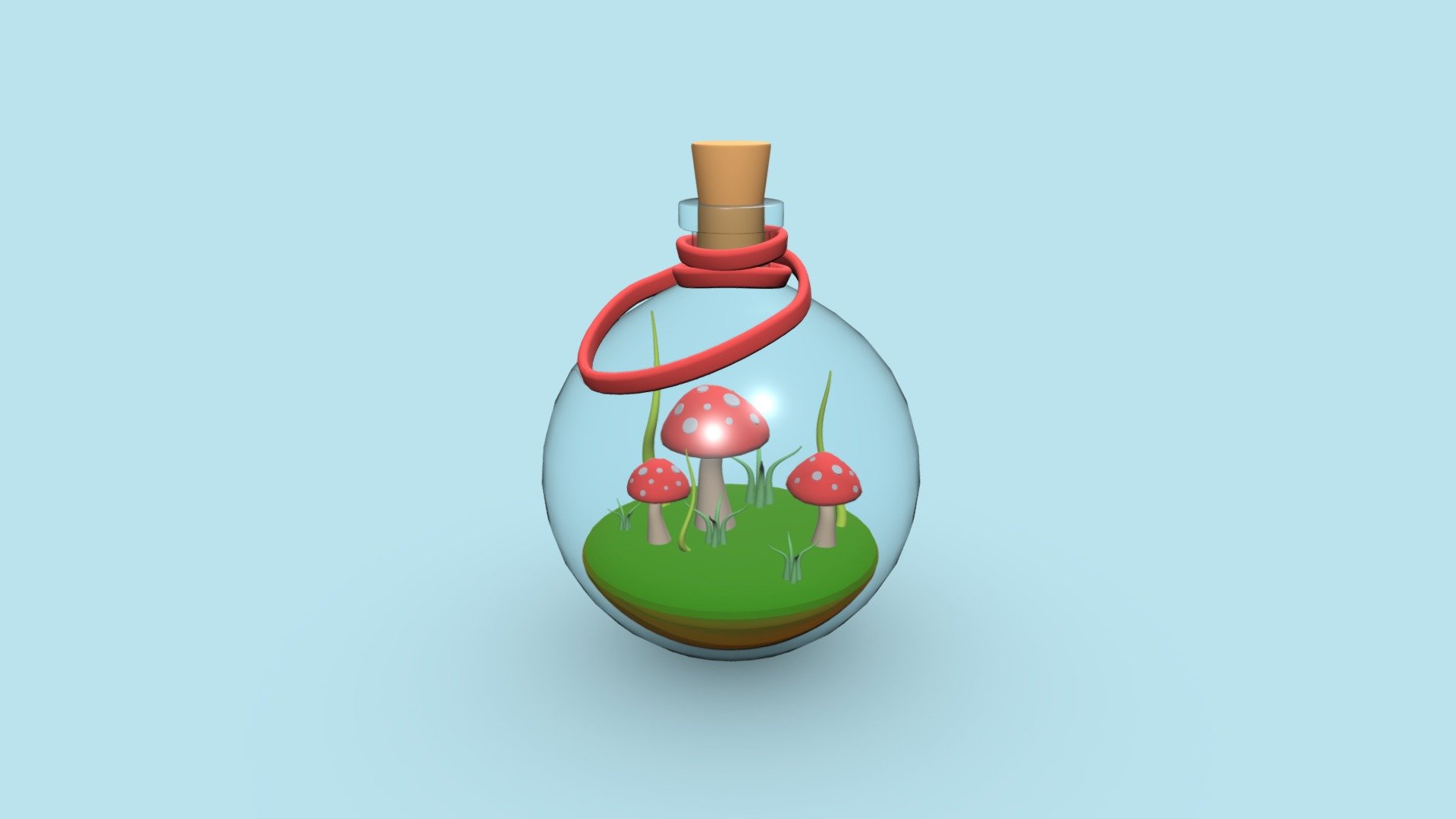 Bottle with mushrooms