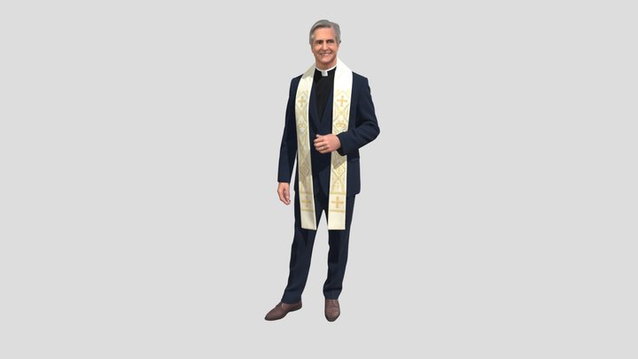 Cleric in navy suit with ornate stole – Modelo 3D gratuito STL