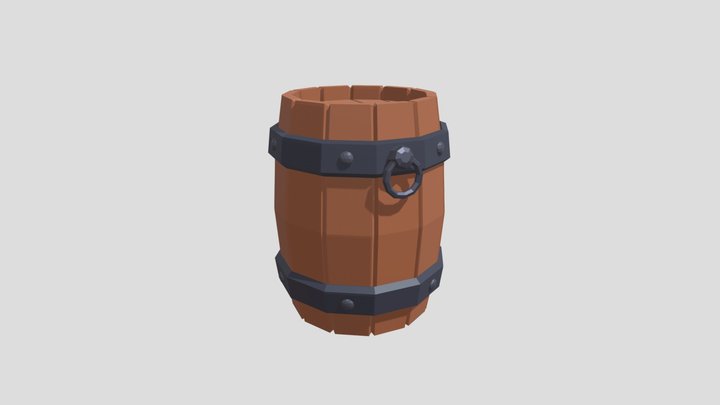Low Poly Storage Wooden Barrel 3D Model