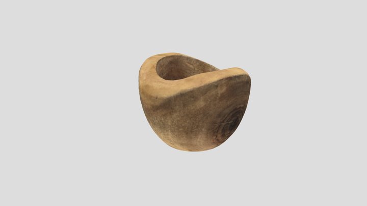Small Wooden Pestle and Mortar Bowl 3D Model