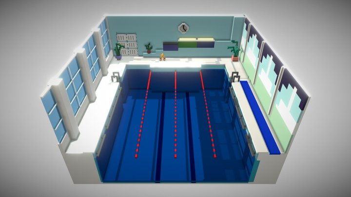 Voxel Swimming Pool 3D Model